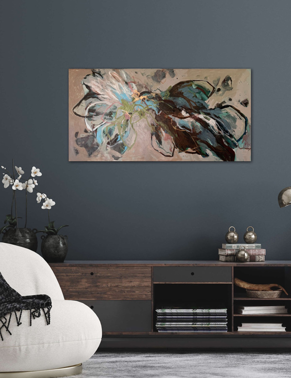 „Alles ist verbunden“ – Oil on canvas, 100 x 50 cm